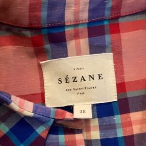 Sézane Multicolor Plaid Long Sleeve Dress w/ Tie Size 38 Small/Medium